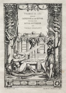 Frontispice for en katalog over graveringene til Thomas de Leu, 1866. av Charles Meryon