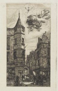 Hus med et tårn, nr. 22, 1861 av Charles Meryon