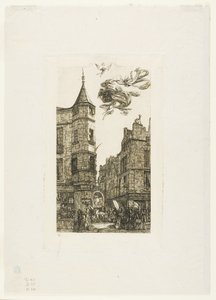 Hus med tårn, nr. 22, rue de l#39;Ecole de Médecine, Paris (kalt Marats tårn) av Charles Meryon