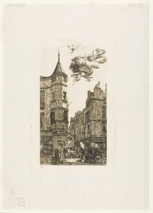 Hus med tårn, nr. 22, rue de l#39;Ecole de Médecine, Paris (kalt Marats tårn) av Charles Meryon