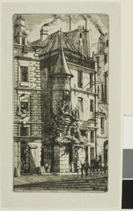 Hus med et tårn, rue de la Tixéranderie av Charles Meryon