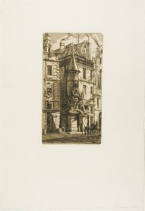 Hus med et tårn, rue de la Tixéranderie, Paris av Charles Meryon