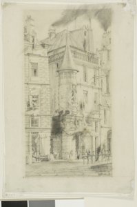 Hus med et tårn, rue de la Tixéranderie, Paris av Charles Meryon