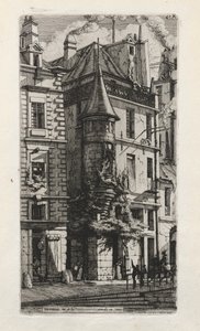 Hus med et tårn, rue de la Tixéranderie, Paris av Charles Meryon