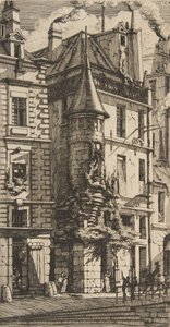 Hus med et tårn, rue de la Tixéranderie, Paris, 1852. av Charles Meryon