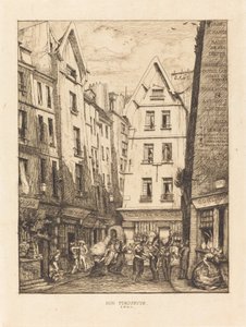 Rue Pirouette i Les Halles, Paris (Pirouette Street, nær markedene, Paris) av Charles Meryon