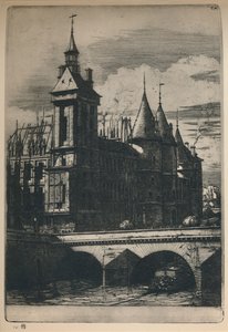 La Tour De LHorloge 3rd State, 10 516 x 7 14 tommer, 1852, 1927 av Charles Meryon