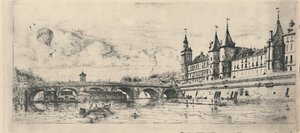 Le Pont-Au-Change 2. delstat, 6 18 x 13 116 tommer, 1854, 1927 av Charles Meryon