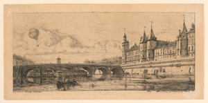 Le Pont-au-Change (børsbroen) av Charles Meryon