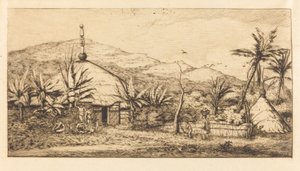 New Caledonia: Large Native Hut på veien fra Ballade til Poebo, 1845 (New Caledonia: Large Native Hut på veien fra Balade til Puebo, 1845)