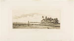 Oseania: Fiske, nær øyer med palmer i Uea eller Wallis Group, 1845 av Charles Meryon