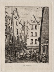 Pirouette Street, nær markedene, Paris av Charles Meryon