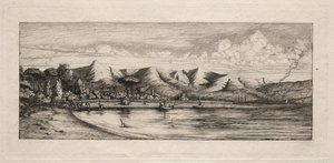 Notfiske utenfor Charcoal Burners Point, Akaroa, 1865.
