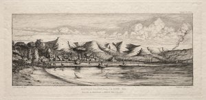 Notfiske utenfor Charcoal Burners' Point, Akaroa, Banks' Peninsula, 1845 av Charles Meryon