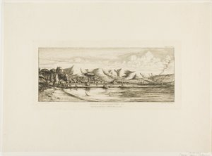 Notfiske utenfor Collier#39;s Point, Akaroa, Banks#39; Peninsula, 1845