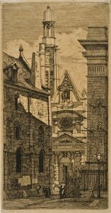 St. Etienne-du-Mont, Paris, fra Eaux-fort sur Paris av Charles Meryon