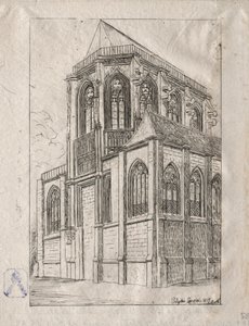 Apsiden til St. Martin-sur-Renelle-kirken, 1860. av Charles Meryon