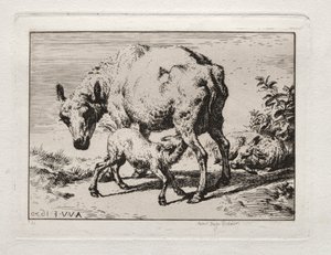 Sølven med to lam, 1850. av Charles Meryon