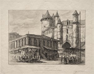 The Grand Châtelet, Paris, ca 1780 av Charles Meryon
