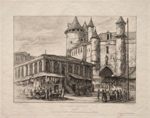 The Grand Châtelet, Paris, ca 1780 av Charles Meryon