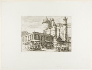 The Grand Châtelet, Paris, ca. 1780, etter en tidligere tegning av Charles Meryon