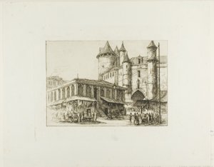 The Grand Châtelet, Paris, ca. 1780, etter en tidligere tegning av Charles Meryon