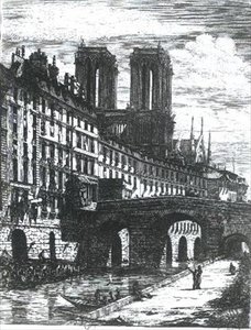 Den lille broen på Hotel-Dieu av Charles Meryon