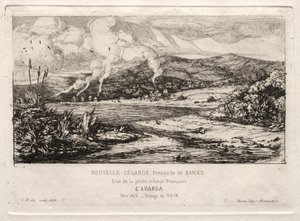 Den lille franske kolonien ved Akaroa, 1845 av Charles Meryon