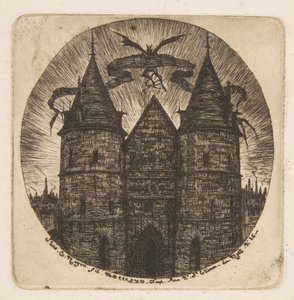 Den gamle inngangen til Palais de Justice, Paris, frontispis til «Etsninger fra Paris» av Charles Meryon