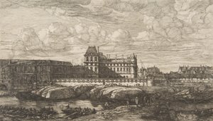 Det gamle Louvre, Paris, etter Zeeman, 1865-66. av Charles Meryon