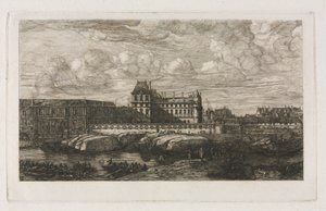 Det gamle Louvre fra et maleri av Zeeman, 1651 av Charles Meryon