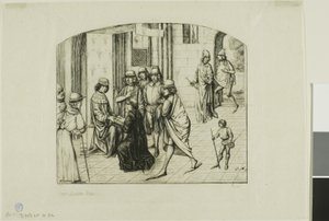 Skriveren Valère Maxime blir presentert for kong Louis XI av Charles Meryon