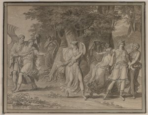 Telemachus, oppfordret av mentor, forlater øya Calypso av Charles Meynier