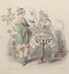 Te og kaffe, fra Les Fleurs Animées, 1847.