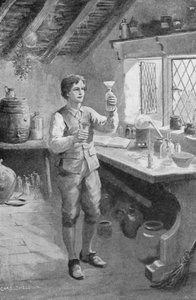 Den unge Humphry Davy gjør sine første eksperimenter (litho)