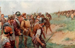 Drakes parti angrepet av patagonierne av Charles Mills Sheldon