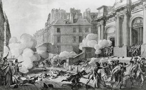 Napoleon Bonaparte (1769-1821) undertrykker det royalistiske opprøret foran Eglise Saint-Roch i Paris