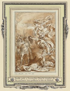 Perseus gjør Phinneas til stein med hodet av Medusa av Charles Monnet