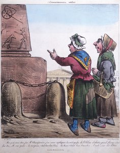 Karikatur av oppføringen av obelisken ved Place de la Concorde, ca. 1831 av Charles Nantueil