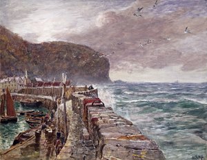 Clovelly Pier av Charles Napier Hemy