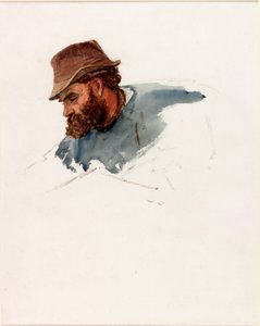 Head of a Fisherman (kroppsfarge og akvarell på papir) av Charles Napier Hemy