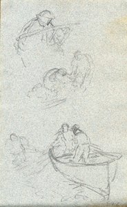 Skissebok (kritt (hvit) og blyant på papir) av Charles Napier Hemy