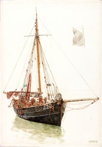 Studie av en fiskebåt (kroppsfarge)