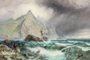 Vraket av en fregatt på den sørlige kysten av Spania, 1863