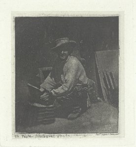 Kneeling Mason, februar-mars 1854, trykt 1982. av Charles Nègre