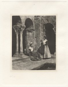 Plate II - To Arlesiennes i Cloister of Saint-Trophime of Arles (Tlate II - Two Arlesiennes in the Cloister of Saint-Trophime of Arles)