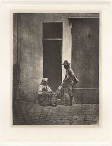 Plate IV - Pifferaro stående og italiensk bonde sittende, i domstolen til 21 Quai Bourbon