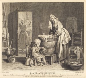 Vaskeren av Charles Nicolas Cochin I after Jean Siméon Chardin