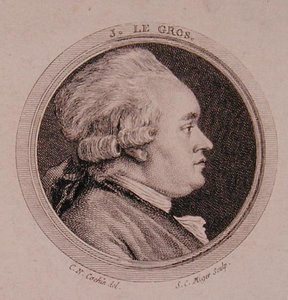 Portrett av Joseph Le Gros (1739-93) gravert av Simon Charles Miger (1736-1820) (gravering) av Charles Nicolas II (after) Cochin