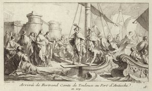 Ankomst av Bertrand, grev av Toulouse, til havnen i Antiokia, for å ta opp hans styre over fylket Tripoli av Charles Nicolas II Cochin